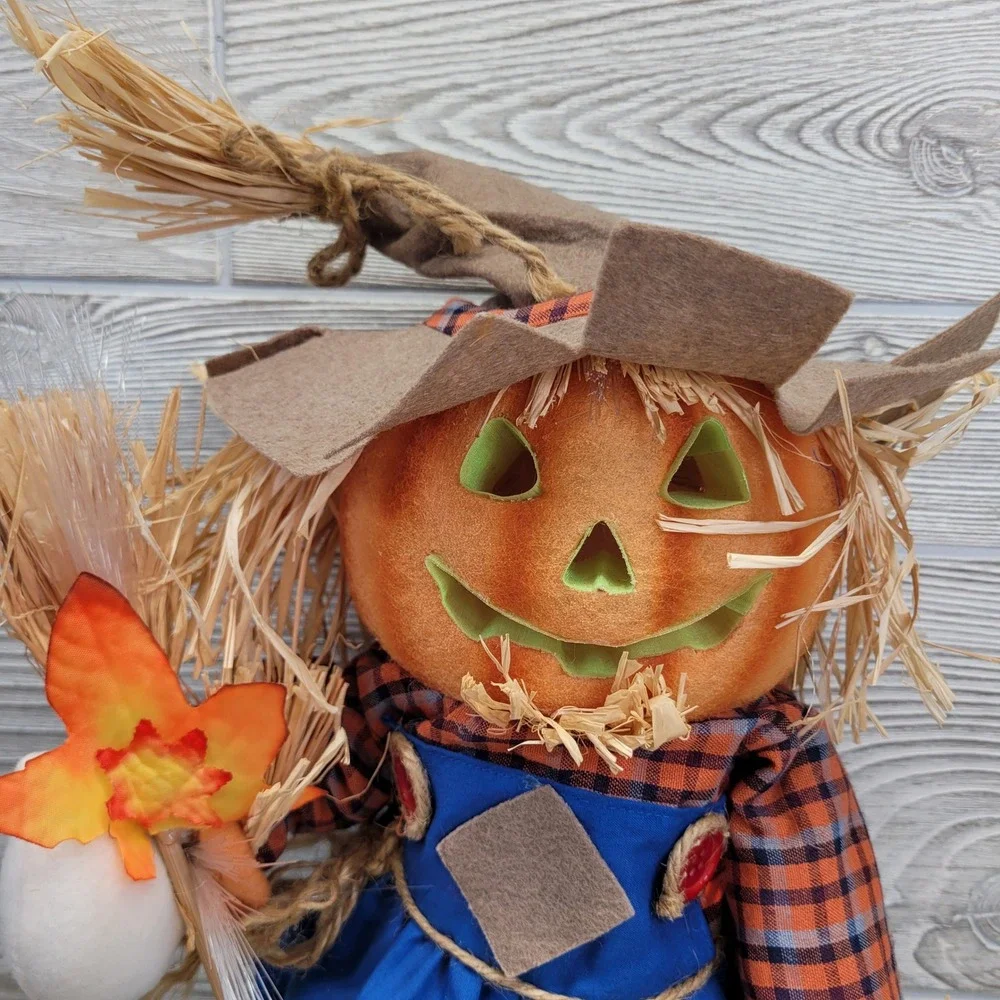 Fiber Optic Pumpkin Scarecrow Standing Halloween Decoration Fall Harvest Autumn‎